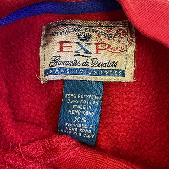 Vintage 90s Jeans By Express Sport D’Hiver Winter Embroidered XS Red Sweatshirt - Picture 13 of 15